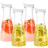 Lrocotanc Brocche per succhi con coperchio ribaltabile 1L Caraffe D'Acqua nel Plastica da 4 Pezzi - Caraffa per Limonata per Acqua, Caffè, Birra, Tè Freddo e Succo Fatti (bianco)