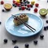 City to Cottage® Piatto da Frutta da 20cm in Ceramica Invetriata | Piattino da Dessert Realizzato e Dipinto a Mano | Fantasia a Pois Celeste e Bianco