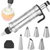 ANBOO Siringa in acciaio inox con 6 beccucci con contenitore trasparente per cupcake, pasticceria