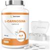 Biotary L-carnosina 100 capsule 1000 mg al giorno scorta per 50 giorni 100% vegano | Portapillole incluso alta biodisponibilità formula pura qualità testata
