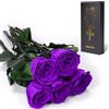 Yamonic Rosa Stabilizzata Regalo Donna,Rosa Eterna con Steli Regalo per Donne Compleanno,Idee Regali per Lei,Regali Mamma Natale San Valentino Festa della Mamma,5 Rose