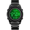 FeiWen Uomo Acciaio Inox Fashion Digitale Orologi Outdoor Sport LED Elettronico Multifunzione Allarme Cronometro Casual Orologio da Polso (Nero)