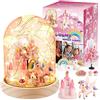 HappyGoLucky Kit Luce Notturna Fai da Te Unicorno Regalo Bambina 3-12 Anni - Giochi Bambini 3-11 Anni Femmina - Base in Legno, con Oltre 10 Accessori, Lampada per Camera da Letto - Regali Natale