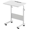 sogesfurniture Tavolo per computer portatile regolabile in altezza, con slot per tablet, 60 x 40 cm, tavolo per divano, tavolino con ruote, bianco