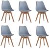 DEYARNA HOME Set di 6 Sedie da Pranzo Moderne con Cuscino in Tessuto Imbottito, Sedie da Cucina Scandinave con Gambe in Legno di Faggio (Grigio)