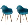 EGOONM Set di 2 sedie nordiche da cucina PP, sedia da pranzo con gambe in legno massiccio, sedie per camera da letto, soggiorno, cucina (blu lago)