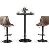 HOMCOM Set 3 Pezzi con 2 Sgabelli da Bar Industriali ad altezza Regolabile 43x46.5x89-110 cm e Tavolo Alto Rotondo Ø70x102 cm, Marrone e Nero
