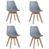 DEYARNA HOME Set di 4 Sedie da Pranzo Moderne con Cuscino in Tessuto Imbottito, Sedie da Cucina Scandinave con Gambe in Legno di Faggio (Grigio)