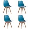 DEYARNA HOME Set di 4 Sedie da Pranzo Moderne con Cuscino in Tessuto Imbottito, Sedie da Cucina Scandinave con Gambe in Legno di Faggio (Verde Scuro)