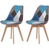 TTATC Set di 2 Sedie da Pranzo con Seduta Imbottita Multicolor, Sedie da Cucina Moderne Sedie Nordiche, Gambe in Legno Massello di Faggio, Blu