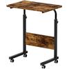 sogesfurniture Tavolo per computer portatile regolabile in altezza, con ruote, tavolino mobile per la cura del letto e del divano, 60 x 40 x 71-90 cm, marrone vintage