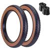 MADICKS 2 COPERTONI 20 X 4.0 X FAT BIKE + 2 CAMERE D'ARIA E-BIKE GOMMA 20'' COPPIA PNEUMATICI TASSELLATO MTB BICI ELETTRICA NERO PARA RIGIDO 20X4.0 (100-406) FASCIA MARRONE