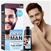 LUJAJIAO Men's Mustache & Beard Dye - Natural Black Hair Color for Gray Coverage in 5 Minutes - Easy Application Hair Dye Shampoo 200 ml (Marrone Scuro, Bottiglie)