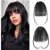 XIWCAFC Frangetta Finta Capelli Clip,Naturale Frangia Finta Capelli Veri,Extension Frontale Frangia Posticci,Parrucca Con Frangia,Clip In Frangia,Capelli Frangia,Per Capelli Estensioni, (Nero naturale)