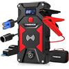 FNNEMGE - Power bank per auto, 2500 A, 24.800 mAh (tutti i veicoli a benzina e i diesel fino a 8 l), avviatore per auto ottimizzato, wireless da 10 W, con cavo di avviamento intelligente