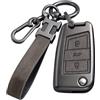 RXXR Custodia per chiave auto grigia per VW Volkswagen Golf 7 Mk7 Polo Jetta Tiguan Seat Leon Fabia Ibiza Skoda Fabia Octavia Superb portachiavi con portachiavi in pelle