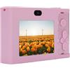Syrisora Camera Piccola Compatta da 48 MP, Autofocus a Doppia Lente HD, Screen con Telecamera Selfie Vlog da 2,4 Pollici con Opzioni di Adesivi per Studenti, Ragazze, Ragazzi (Rosa)