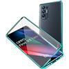 Hkess Custodia Compatibile con OPPO Find X3 Neo 5G Cover Magnetica Adsorbimento Cover Full Body Protezione Durevole Cassa Bumper in Metallo Schermo Intero Trasparente Vetro Temperato Case,Verde