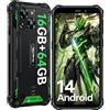 OUKITEL G2 Rugged Smartphone Android 14, 16GB+64GB/1TB Telefono Indistruttibile 2025, 6300mAh, 6.0 HD+ Display Cellulare Antiurto, 13MP Fotocamera, 4G Dual SIM/IP68/IP69K/OTG/FACE ID/GPS