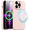Xiltlly Cover Magnetica Silicone Liquido per iPhone 13 Pro Max 6,7 Pollici con 2 Vetro Temperato, Compatible con MagSafe Magneti Integrati, Custodia Antiurto AntiGraffio per iPhone 13 Pro Max, Rosa