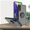 JIEZUIMEI Cover per Samsung A50/A30S/A50S Custodia, TPU Silicone e PC indietro Cover Antiurto Custodia, Glassato Anti-Impronta Protettiva Case Antiurto AntiGraffio con 360° Supporto Anello Nero