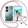 ISOI Cover con Cordino per Honro 90 Smart/Honor X7b, Custodia Trasparente con Collana Tracolla Laccio Collo Ultra Sottile Morbido TPU Silicone Antiurto AntiGraffio Antiscivolo Case, Rosa
