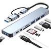 Avigers Hub USB 3.0, 8 in 2 Adattatore con 1 Porte USB 3.0, 3 Portes USB 2.0, 1 Porte USB C, Lettore Schede SD/TF, 3.5 mm Audio, Multi USB per PC, Windows, laptop, desktop, MacBook Pro/Air, iPad, ecc