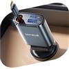 Lamicall 3-IN-1 Caricatore Auto USB C - [Super Compatto] 50W Carica Rapida, Accendisigari Auto con 75CM Cavo Retrattile Type-C & Porta USB-C/A, 180° Pieghevole Spina 12/24V, per iPhone/Samsung/Android