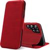 Verco Case per Samsung Galaxy S22 Ultra Custodia, Cover a Libro Pelle PU per Samsung S22 Ultra 5G Custodia Premio Booklet Protettiva, Rosso