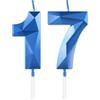 mciskin Candele blu reale per 17° compleanno, candela 3D numero 17 per torta, decorazioni per 17° compleanno per ragazzi e ragazze, candele decorazioni blu Torta Topper per feste Suppie