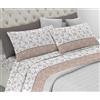 Riad Arredo Set Completo Letto 100% Cotone Morbido - Set Lenzuola con federe Mano Delicata Made in Italy (Mary Beige, Matrimoniale Maxi)
