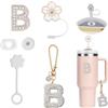 FIDWALL 6PCS Accessori Personalizzati per Stanley Cup,Tappo copripaglia, Decorazioni con Iniziali,Adesivi con Lettere,Ciondolo con Lettere e Tappo Antifuga per Stanley Cup (B)