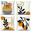 Hnmdmyi Copricuscino Boho 45x45 Set di 4, Foglie astratte Pianta Sole Arcobaleno Copricuscino decorativo Geometrico Minimalista Arte Moderna Estetica Federa per Divano Letto Home Decor