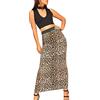 BODYWEAR LTD Gonna lunga elasticizzata a vita alta elasticizzata con stampa leopardata da donna, Marrone leopardato., 44-46