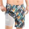 MASOCIO Costume Uomo Mare Costumi da Bagno Lungo Pantaloncino Surf Spiaggia Piscina Pantaloni Senza Retina Shorts Pantaloncini 2 in 1 Fantasia Elastico Asciugatura Rapida Blu XXL