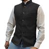 HSLS Gilet da uomo in lana a spina di pesce Gilet da lavoro in tweed con collo alto panciotto(XL, Nero)