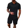 HEONSATI Completini Uomo Estivi Set Casual Cotone Taglie Forti Completo Sportivo Bluse Con Bottoni E Pantaloncini Larghi Tute Leggeri Mare Slim Fit Tuta Da Jogging Due Pezzi Oversize Spiaggia