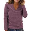 Fannyfuny Attillata da Festa con Brillantini Maniche Lunghe Scollo a V Camicia Classico Curvy Allentate Maglietta Elegante Casual con Temperamento Magliette In Raso Di Seta Oversize con Orlo per Feste Discoteca