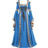 Fannyfuny Abiti Medievali da donna taglie forti Abiti abito tradizionale irlandese Vintage Dress elegante in tinta unita Fashion Contrasto Colore Abito Vestito Taglie Forti Manica Lunga