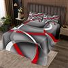 Homemissing Geometriced Trapuntato Copriletto Geometrico Cerchi Coperta Bambini Ragazzi Ragazze Astratto Linee Moderno Rosso Grigio Nero 3 Pz Biancheria Da Letto Matrimoniale