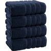 EBD Set di 4 teli da bagno extra large super Jumbo (100 x 200 cm, 600 g/m²), morbidi e grandi, in 100% cotone egiziano, asciugamani da bagno ad asciugatura rapida, asciugamani da bagno XL (blu navy)