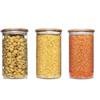 Generico Set Tris 3 Barattoli 850 ml - 2,4L Vetro Contenitori per la Conservazione degli Alimenti con Coperchio per Alimenti Pasta caffè Zucchero Cereali