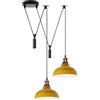 DC VOLTAGE Lampada a Sospensione Moderna a 2 Teste Con Paralume a Cupola In Metallo Giallo Facile da Montare Cavo Regolabile da 29 cm Con Base E27 Ideale Per Ufficio Soggiorno Ristorante