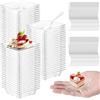 KAHEIGN 100 Pezzi Piatti da Aperitivo in Plastica con Cucchiai, 6CM Piatto Quadrato per Degustazione Dessert Ciotole Trasparenti per Antipasti Parfait Piatti da Portata Riutilizzabili per Campione