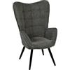 MEUBLE COSY Poltrona Imbottita Sedia da Salotto con Braccioli Poltroncina Relax in Tessuto con Schienale Alto Gambe in Metallo per Camera da Letto Soggiorno, Grigio Scuro