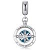 Friggem Charm in Argento Sterling 925, charm ciondolo compatibile per braccialetti e collane europei, miglior regalo per donne e ragazze (bussola)