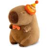VerLuky Capibara Peluche, 25 cm Peluche Capybara Bambola, Simpatico Capybara Plush, Pupazzo Kapibara Cute, Simpatico Capybara Plush, Capibara Peluche Giocattolo con Compleanno Cappello per Ragazzi Ragazze