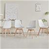 BenyLed - Set di 4 sedie da sala da pranzo scandinave, moderne sedie da cucina con cuscino in tessuto, sedie supplementari in lino con gambe in faggio, colore: bianco - tessuto