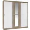 Vente-unique-Armadio 3 ante scorrevoli con specchio - L.205 cm - le e beige - DIDDA II