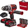 Einhell Professional Trapano a percussione con batteria TP-CD 18/60 Li-i BL +39 Power X-Change (18 V, 60 Nm, set di punte/punte da 39 pezzi, 2 batterie PXC da 2,0 Ah, E-Box Basic)